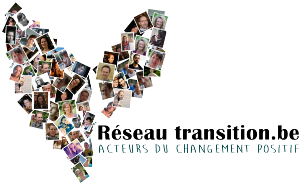 Logo de notre partenaire Réseau transition composé de photos des différents membres des groupes citoyens.